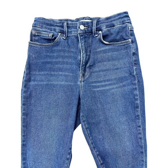 Good American Good Waist High Rise Straight Jeans 28 Distressed Split Hem - Picture 4 of 13